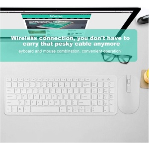 Combinación de Teclado y ratón inalámbricos de 2,4G, Teclado 96+12FN y ratón ergonómico de 800/1000DPI con Receptor USB para Ordenador de sobremesa PC portátil