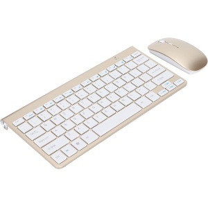 Combo De Ratón Y Teclado Inalámbrico, 2,4G, USB, Ultradelgado, Portátil, Ergonómico, Resistente Al Desgaste para Ordenador Portátil: Solución De Navegación Y Escritura Cómoda Y Fiable(Oro)