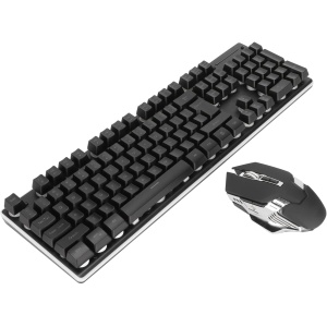 Combo de Ratón Y Teclado RGB, Ratón de Teclado para Juegos con Retroiluminación LED Inalámbrica, Ratón Ajustable 7D 3200DPI Y Juego de Ratón de Máquina de Escribir Ergonómico de 104 Teclas, para Compu