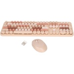 Combo de Ratón con Teclado Inalámbrico, Kit de Ratón con Teclado Inalámbrico de Tamaño Completo de Escritorio de 104 Teclas, Ergonómico Y Bonito,(Color de té de Leche Dulce Color Mezclado) - Imagen 1