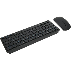 Combo de Ratón y Teclado Inalámbrico de 2,4G, Botón Silencioso Ajustable de 3 dpi, Teclado Ergonómico Negro de 64 Teclas para Escritorio