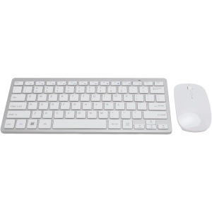 Combo de Ratón y Teclado Inalámbrico de 2,4G, Juego de Ratón y Teclado Silencioso Ergonómico Ultradelgado de 78 Teclas, para Tableta de Computadora de Escritorio (Blanco Plateado)