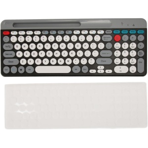 Combo de Teclado Inalámbrico y Ratón, Teclado Compacto Portátil con Tecla Redonda de Color, Teclado Ergonómico Recargable y Ratón de 1000/1200/1600 dpi para Juegos de Oficina