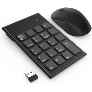 Combo de Teclado Numérico y Raton Inalámbrico 2.4G con 3 DPI Ajustables 800/1200/1600, Raton y Teclado Numérico USB Portátil para Computadora Portátil, PC de Escritorio y Notebook,con UN Receptor USB
