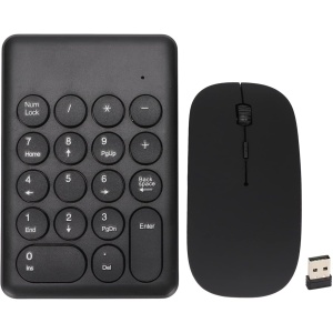 Combo de Teclado Numérico y Ratón Inalámbrico, Ultrafino y con Capacidad Inalámbrica de 2,4 gHz, Sin Necesidad de Controlador, Conjunto de Teclado Numérico y Ratón de 18 Teclas para Ordenador Portátil