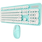 Combo de Teclado y Mouse Inalámbricos 2.4G, Diseño Retro, Teclado Numérico Redondo Diseño Hueco Teclado de 104 Teclas Ratón de 6 Teclas Ajuste de 3 dpi para Oficina y Estudio - Imagen 1