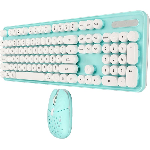 Combo de Teclado y Mouse Inalambricos 24G Diseno Retro Teclado