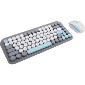 Combo de Teclado y Mouse Inalámbricos, Conectividad 2.4G y Bluetooth, Teclado Inalámbrico de 84 Teclas y Mouse Ergonómico para Computadora, Computadora de Escritorio, PC y