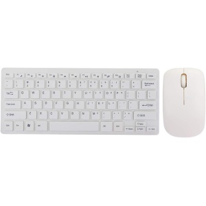 Combo de Teclado y Mouse, Juego de Mouse de Teclado inalámbrico 2.4G con Protector de Teclado Receptor USB para Juegos de Oficina portátiles(White)