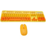Combo de Teclado y Mouse inalámbricos, 2.4GHz 104 Teclas Lindo Teclado inalámbrico Colorido con Teclas Redondas, Juegos de Teclado y Mouse de Oficina de tamaño Completo para PC (Color Mezclado - Imagen 1