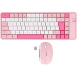 Combo de Teclado y Ratón, Diseño QWERTY de 84 Teclas Bluetooth Inalámbrico 2,4G Teclado de Ordenador Juego de Ratón, para Viajes de Oficina en Casa Juego (Pink) - Imagen 1