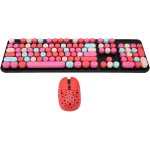 Combo de Teclado y Ratón Inalámbrico 2,4G, bajo Ruido, 3 dpi Ajustable para Uso del Sistema Principal, ABS 104 Teclas 6 Teclas de Ratón, Alimentado por Batería, (Color Mezclado