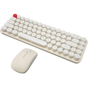 Combo de Teclado y Ratón Inalámbrico para Máquina de Escribir, 68 Teclas Redondas, Mini Teclado dpi Ajustable, Lindo para Empresa para PC