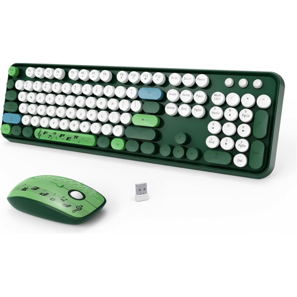 Combo de teclado y mouse inalambricos lindo y colorido de