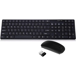 Combo inalámbrico de ratón y teclado, diseño inglés británico, receptor nano USB, juego de teclado y ratón inalámbrico, 12 accesos directos multimedia para dispositivos Windows, negro