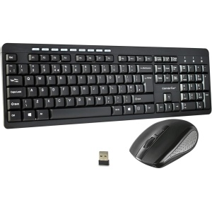 Combrite Juego de teclado y ratón inalámbricos, ergonómico de 2.4 Ghz sin cable, mouse óptico inalámbrico cómodo DPI ajustable, diseño inglés del Reino Unido (KM200W)
