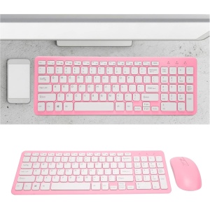 Cuifati Combo de Ratón y Teclado Inalámbrico, Teclado de Oficina de 96 Teclas Ligero, Combo de Ratón Ergonómico, para Ordenador Portátil Doméstico Mac PC (Rosa)