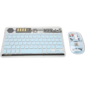 DAUZ Combinación de Ratón y Teclado Inalámbrico, Combinación de Ratón y Teclado de Conexión de Modo Práctico de 3 Modos para PC (Blue)