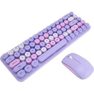 DAUZ Teclado USB Ratón ABS 2.4G Material Teclado Inalámbrico para Juegos Ratón de Oficina de Baja Potencia (Tema Morado)