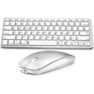 DE Layout Teclado Ratón Set Inalámbrico Bluetooth Teclado con Ratón para Tablet/iPad/Ordenador Portátil/Teléfono, Compacto con iOS/Android/Windows Computer Integrated Machine
