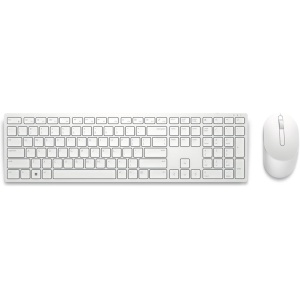 Dell KM5221W Pro - Juego de Teclado y ratón inalámbrico, Reino Unido (QWERTY), 2,4 GHz, cifrado AES de 128 bits, 4000 ppp, Blanco