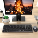Dpofirs Combinación de Teclado y Ratón, Combinación de Teclado Inalámbrico con Interruptor de Tijera con Receptor USB Inalámbrico de 2,4G, Juego de Ratón para Portátil Win 7 8 XP OS X - Imagen 1