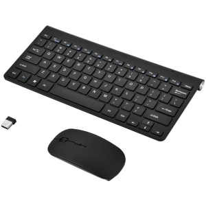 EBTOOLS Teclado Ratón Inalámbrico Completo, Delgado y Resistente al Agua 2.4GHz Teclado inalámbrico y Kit de Mouse para computadora portátil(Negro)