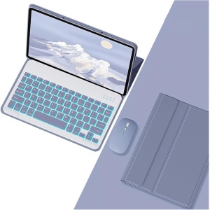 EHLCYS Funda Teclado para Xiaomi Redmi Pad Pro 12,1 Pulgadas Lanzada 2024, Teclado Inalámbrico Desmontable Retroiluminado 7 Colores, Funda Magnética con Soporte Ultrafino Y Ratón,Púrpura
