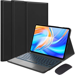 EHLCYS Funda con Teclado para Lenovo Tab P12 12,7 Pulgadas TB370FU 2023 Tableta, Trackpad Inteligente Multipunto Retroiluminado De 7 Colores, Teclado Bluetooth Inalámbrico Desmontable con Ratón