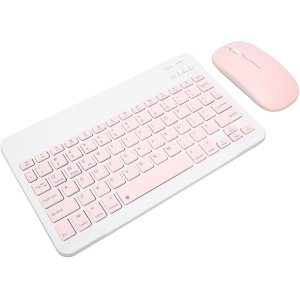 Fdit Teclados de Computadora Ratón, Juego de Ratón con Teclado Inalámbrico Diseño Ergonómico Conveniente Práctico para el Hogar (Rosa)