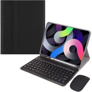 Funda con Teclado Compatible con iPad Pro 11 Pulgadas 6ª Gen (M4) 2024, Ultra Delgada Protectora Plegable Cubierta con Teclado QWERTY Español Ñ Bluetooth Inalámbrico y Ratón Recargable, Negro-A
