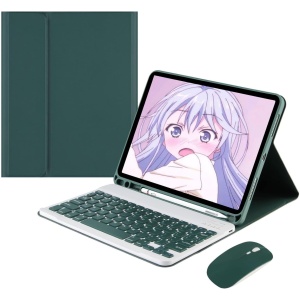 Funda con Teclado para 7,9" iPad Mini 5/4/3/2/1, Teclado Bluetooth inalámbrico Desmontable con Retroiluminación y Funda Protectora Delgada con Portalápices y Ratón, Verde Oscuro con Retroiluminad