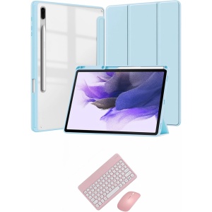 Funda con Teclado para Samsung Galaxy Tab A9+ 11 Pulgadas 2023 (sm-x210/x216/x218) con Ratón，Teclado Desmontable con Soporte para Lápiz -Teclado Inalámbrico Bluetooth Smart Cover(Blue)