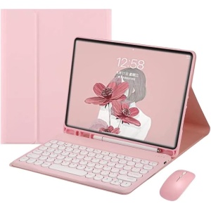 Funda de teclado para Samsung Galaxy Tab A8 de 10.5 pulgadas 2022 con mouse, funda suave inteligente con teclado Bluetooth para Galaxy Tab A8, teclado inalámbrico desmontable con soporte para lápices