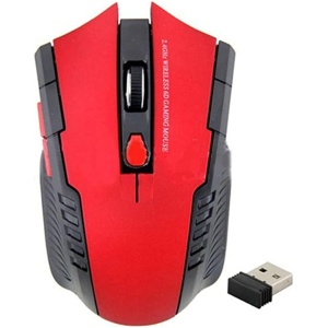 Funight Ratón Inalámbrico De 2,4 GHz con Receptor USB Y 6 Teclas, Ratones Ergonómicos De 1600 dpi, Ratón Inalámbrico para Juegos para Ordenador Portátil Rojo