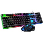 GAXIRE Colocar Ratón USB De La Computadora Teclado Mecanico Inalambrico Led De Color Cable USB Teclado USB y Teclado De Computadora con Cable Ratón y Teclado Brillar - Imagen 1