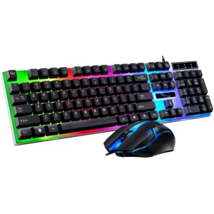 GAXIRE Colocar Ratón USB De La Computadora Teclado Mecanico Inalambrico Led De Color Cable USB Teclado USB y Teclado De Computadora con Cable Ratón y Teclado Brillar