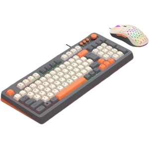 GTOULHH Combo Teclado y Ratón Inalámbrico Teclado Retroiluminado For Juegos, Ratón, Teclado con Cable USB For PC, Teclado De Conexión De Cable For Ordenador PC/Laptops/Ordenador(White Gray Orange)