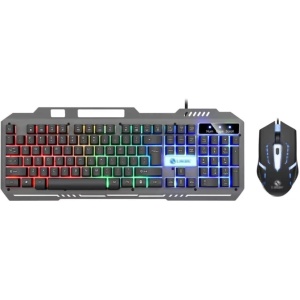 GTOULHH Combo Teclado y Ratón Inalámbrico Teclado con Cable Retroiluminado Teclado For Juegos Teclado LED Fresco Teclado De Computadora PC/Laptops/Ordenador(Black)