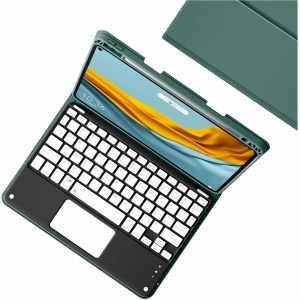 GUPENAA Funda con Teclado para Xiaomi Pad 6S Pro 12.4" 2024 con Trackpad, Contiene Ñ, Portalápices Integrado, Teclado Bluetooth Inalámbrico Magnético Desmontable con Ratón,Verde