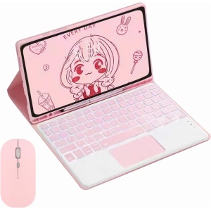 GUPENAA Funda con Teclado para iPad Air 6ª generación 11 Pulgadas (M2) 2024, Contiene Ñ, 7 Colores Retroiluminados, Teclado Bluetooth Inalámbrico Magnético Desmontable con Ratón,Rosado