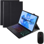 GUPENAA Negro, Funda con Teclado para Huawei MatePad Pro 12.6" (2022), Contiene Ñ, 7 Colores Retroiluminados, Teclado Bluetooth Inalámbrico Magnético Desmontable con Ratón - Imagen 1