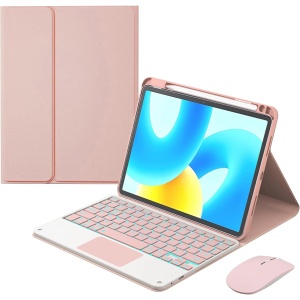GUPENAA Pink 1, Funda Teclado Español (Incluye Ñ) para Huawei MatePad Pro 12.2 Pulgadas (2024), Retroiluminación de 7 Colores, Teclado Bluetooth Inalámbrico Magnético Desmontable con Ratón