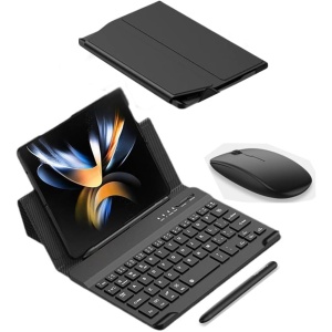 Galaxy Z Fold 5 - Juego de ratón inalámbrico con teclado y lápiz capacitivo para Samsung Galaxy Z Fold 5 / Fold 4 (teclado Bluetooth + ratón + lápiz capacitivo), color negro