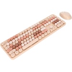 Goshyda Combo de Ratón Inalámbrico con Teclado de 104 Teclas, Ergonómico, Bonito Juego de Ratón con Teclado Retro Estilo Máquina de Escribir, para Niñas, para(Color de té con Leche Color Mezclado) - Imagen 1