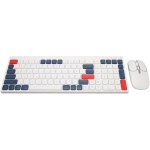 Goshyda Combo de Teclado Inalámbrico y Ratón, Teclas Redondas, Diseño Ergonómico, Modos de Conexión Duales, Adecuado para Teléfono, Tableta y Oficina (Blanco Azul) - Imagen 1