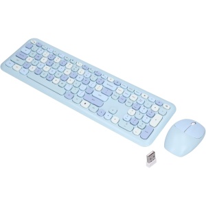 Goshyda Ratón y Teclado, Teclado Silencioso Inalámbrico Combo de Ratón Ahorro Automático de Energía para Computadora para Oficina en Casa para PC (Conjunto de Teclado y Mouse de Color