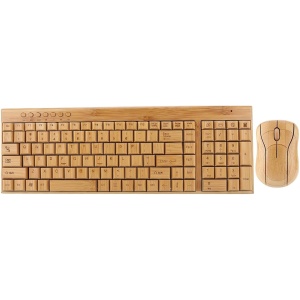 Goshyda Teclado inalámbrico, combinación de ratón de Teclado Impermeable de Madera de bambú