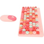 HEEPDD Combinación de Ratón y Teclado Tecnología Inalámbrica de 2,4 GHz Diseño de Botones Redondos Retro Combinación de Ratón y Teclado Inalámbrico para Escritorio (Rosa) - Imagen 1