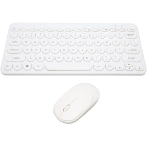 HEEPDD Combo Retro del Ratón del Teclado, Combo Inalámbrico del Ratón del Teclado de la Impresión de la Pantalla UV 2.4G para el Negocio (Blanco)
